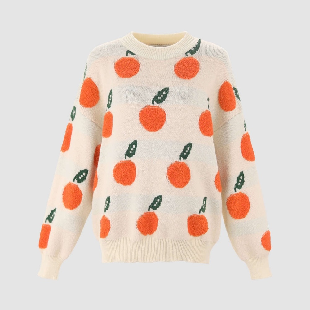 Cider White Orange Pattern Sweater